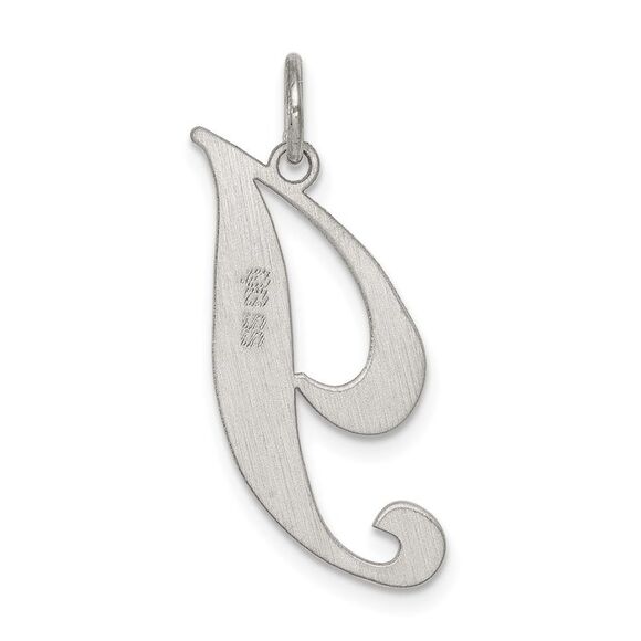 Sterling Silver, Ella Collection, LG Fancy Script Initial I Pendant - Picture 3 of 6